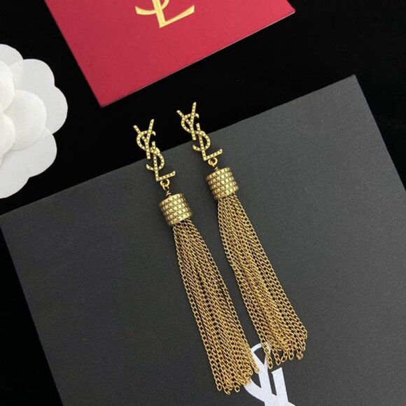 Saint Laurent Fringe Tassel Earrings - With Original Box - Picture 1 of 3